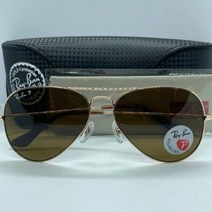 New Rayban Aviator Polarized 3025 Gold/Brown Polar asstd sizes